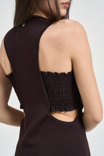 Abito donna cut-out marrone - 5