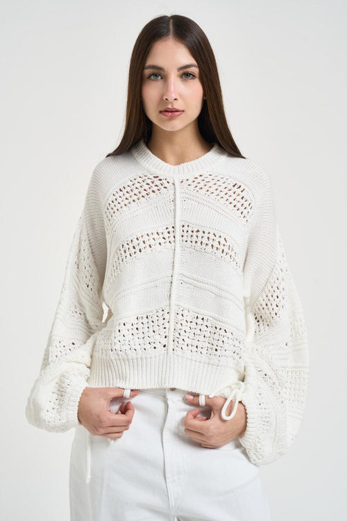Maglia donna in crochet bianca - 1