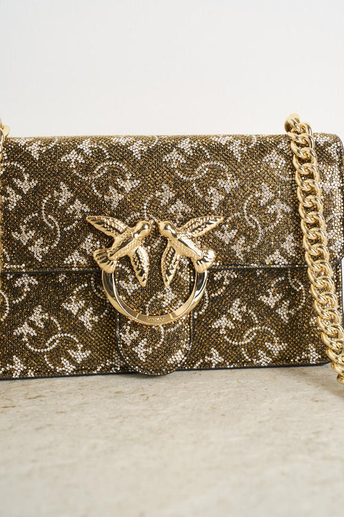 Borsa donna a tracolla Mini love con strass monogram - 2