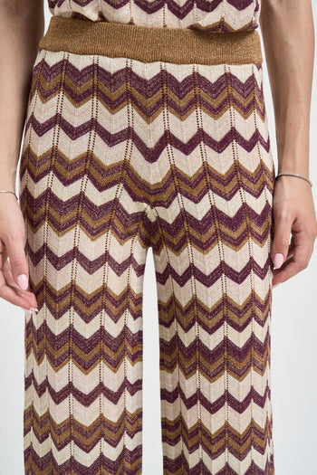 Pantaloni donna fantasia zig zag multicolor - 4