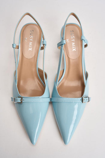 Slingback donna in vernice celeste - 6