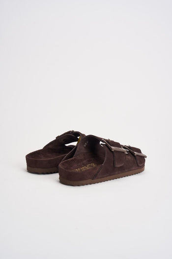 Sandalo donna in suede marrone - 8