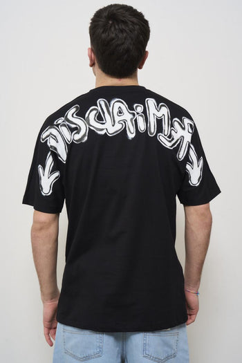 T-shirt uomo nera con stampa sul retro bianca - 4