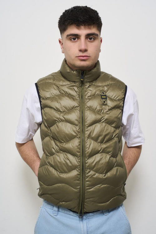 Men's green quilted down vest