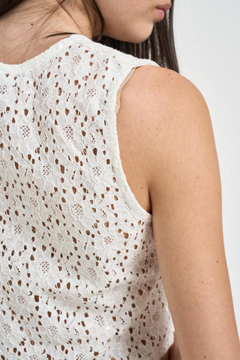 Blusa donna in pizzo sangallo bianca - 4