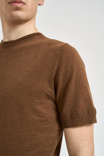 T-shirt uomo in maglia marrone - 3