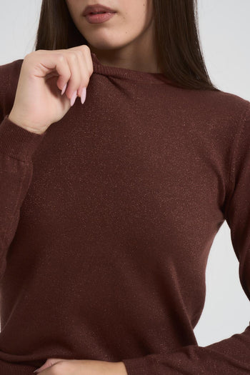 Maglia donna girocollo cioccolato - 5