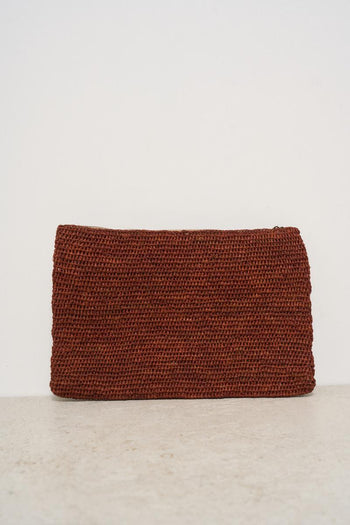 Pochette donna Ampy in rafia mattone - 3