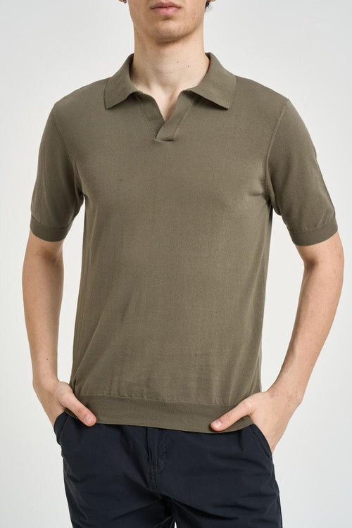 Polo uomo in maglia verde militare