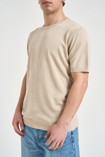 T-shirt uomo in maglia avorio - 3