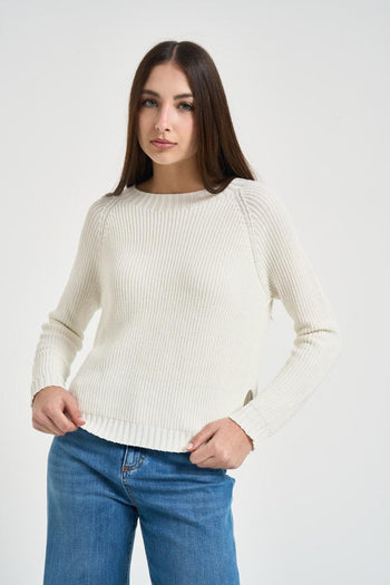Maglia donna con spacchi panna - 3