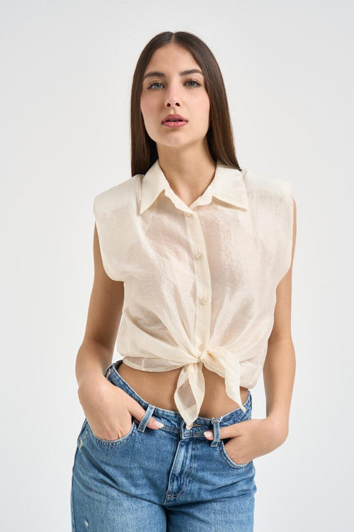 Camicia donna smanicata burro