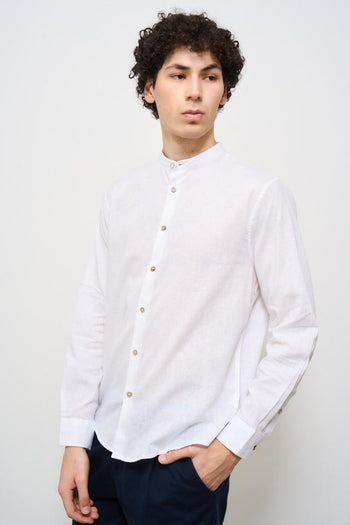 Camicia uomo alla coreana bianca - 3