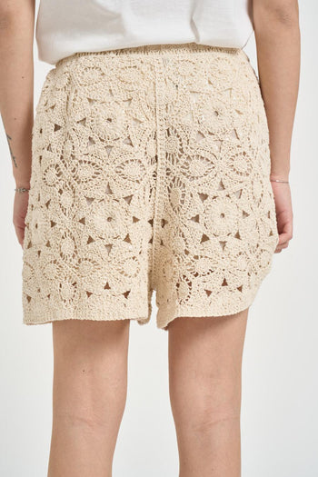 Shorts donna in crochet ecru - 3