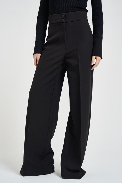 Pantalone donna gamba larga nero