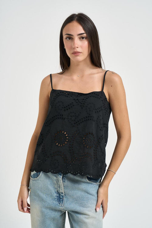 Top donna traforato nero - 1