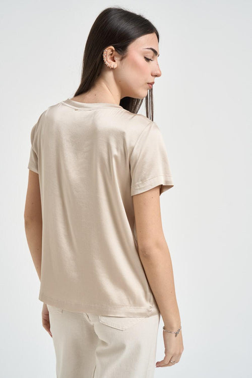 Blusa donna satinata beige - 2