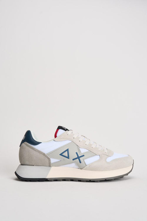 Sneakers uomo in suede grigio e blu