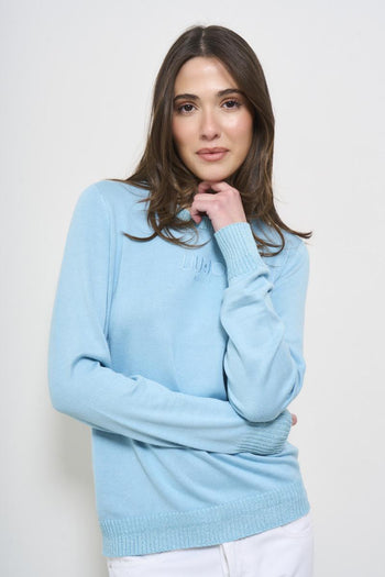 Women's light blue crew neck sweater - 3