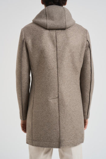 Cappotto uomo midi con felpa tortora - 4
