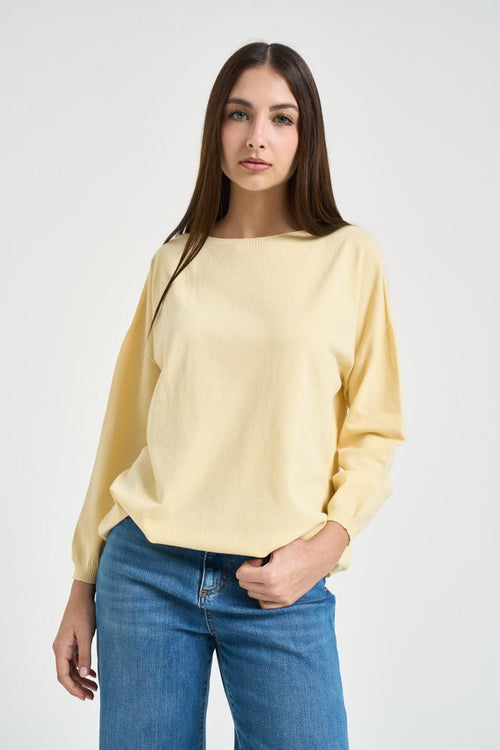 Maglia donna scollo a barca gialla
