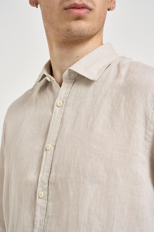 Camicia uomo in lino sabbia - 2