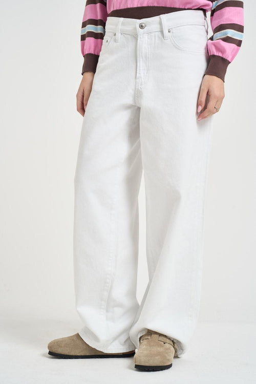Jeans donna a gamba ampia bianchi - 2
