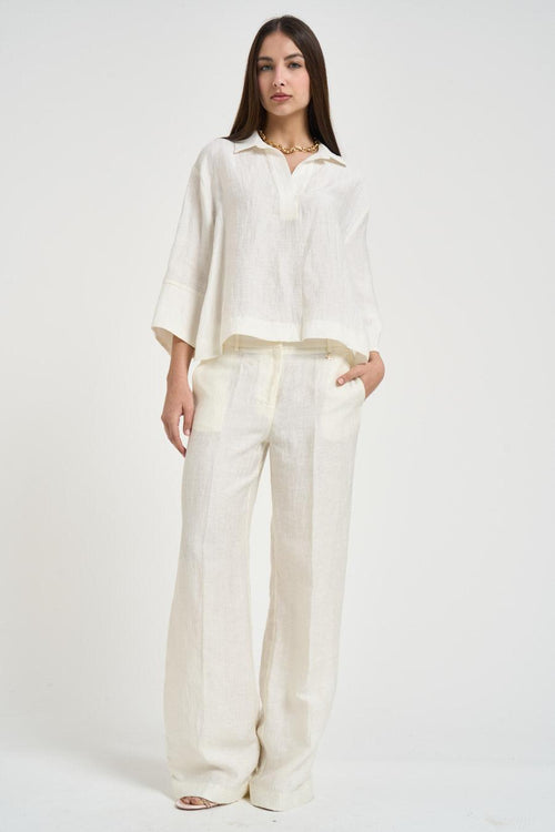 Blusa donna scollo a V avorio