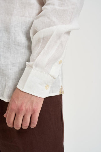 Camicia uomo in lino bianca - 4