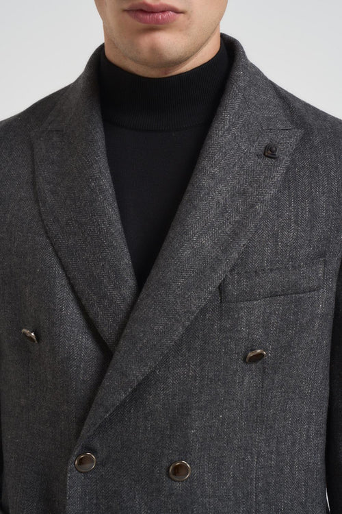 Giacca uomo doppiopetto grigio scuro - 2