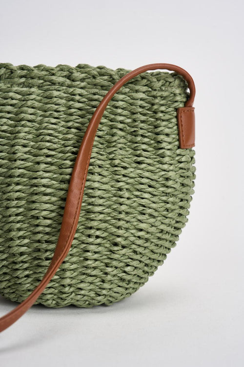 Borsa donna secchiello  in rafia verde - 2