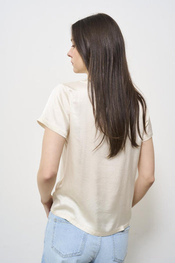 T-shirt donna satinata panna - 3