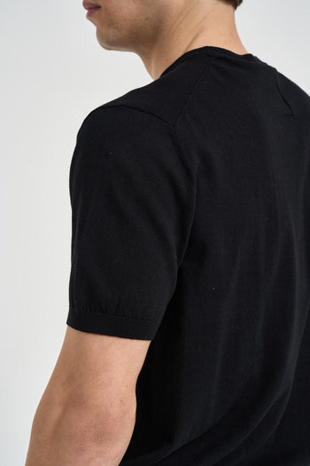 T-shirt uomo girocollo in maglia nero - 4
