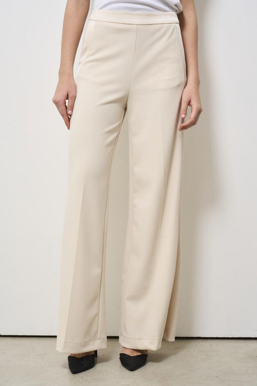 Pantalone donna gamba dritta panna