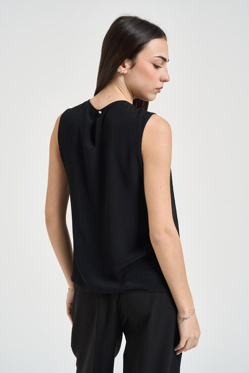 Blusa donna con nodo nera<BR/> - 2