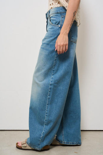 Jeans donna a palazzo in denim medio - 4