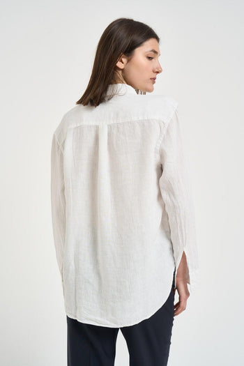 Camicia donna in lino bianca - 3