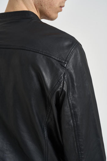 Giubbotto uomo in pelle nero - 6