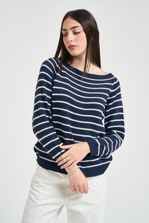 Maglia donna a righe blu