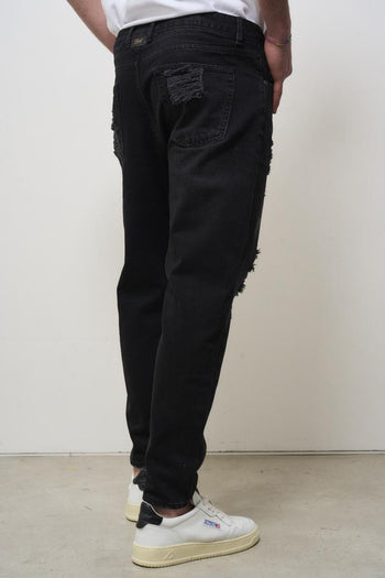 Regular men's jeans in black denim - 6
