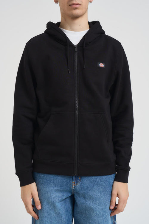 Felpa uomo con cappuccio e zip nera