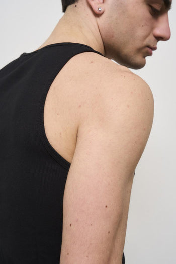 Men's black crew neck tank top - 6