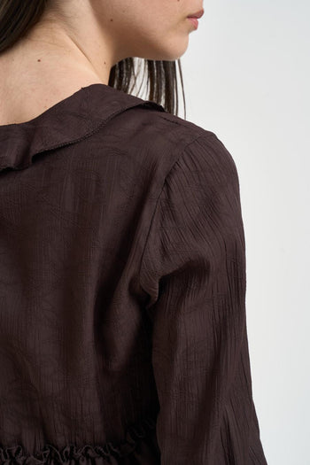 Blusa donna a manica lunga marrone - 5