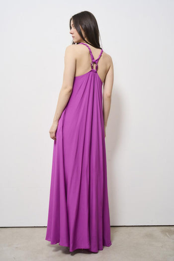 Abito donna lungo magenta - 3