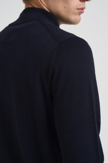 Maglia uomo con zip blu notte - 4