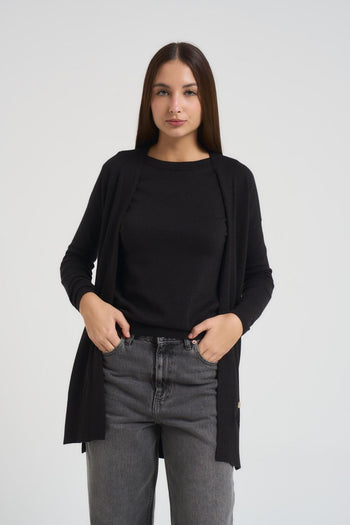Cardigan donna nero in lurex - 3