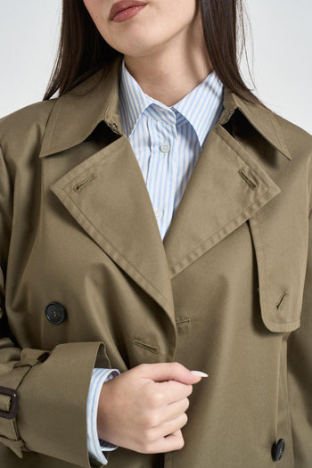 Trench donna Biglia corto verde militare - 3