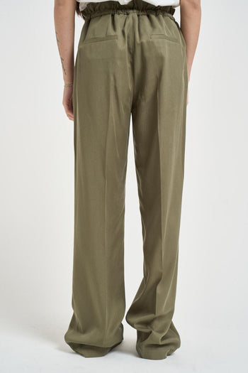Pantalone donna palazzo verde oliva - 5