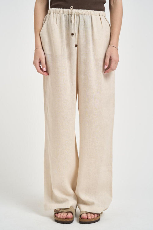 Pantalone donna gamba dritta beige