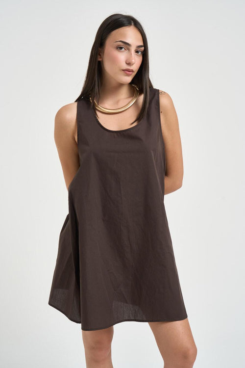 Abito donna con fiocco sul retro marrone - 2